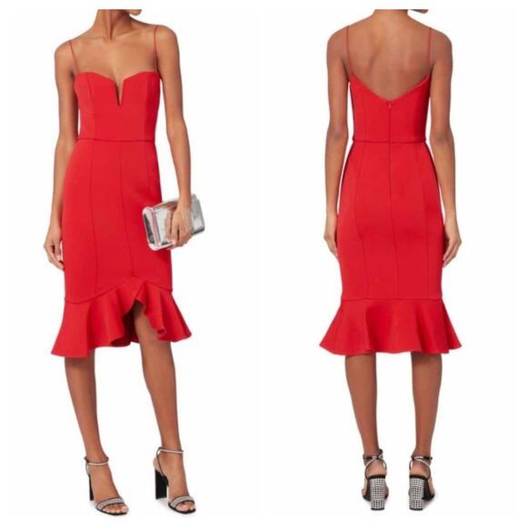 Nicholas Womens Cocktail Party Going Out‎ Flip Hem Bra Bandage Dress Size 6 Red - Picture 2 of 13